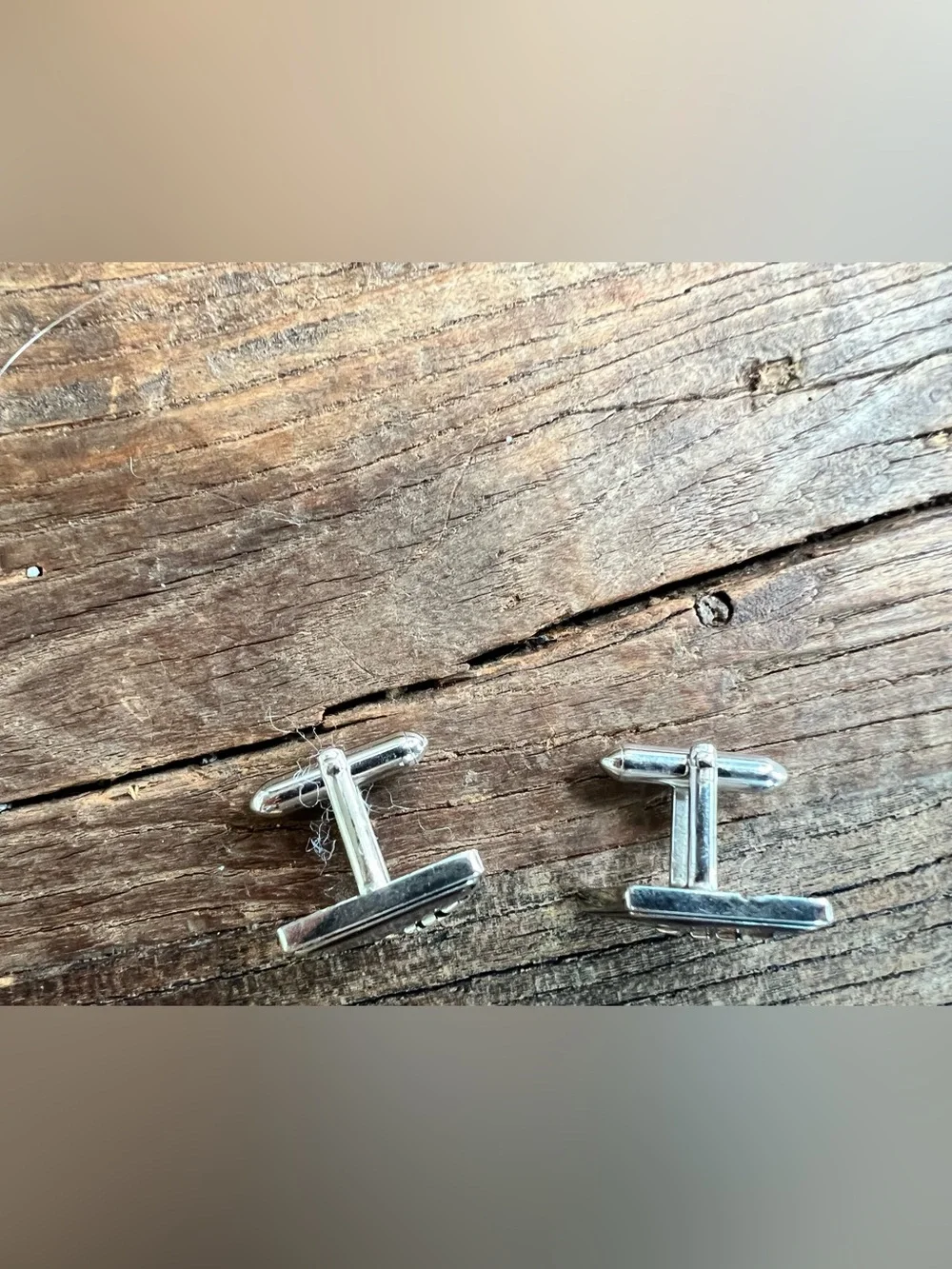 Silver-Tone Mother of Pearl Inlay Rectangular Cufflinks - Men's Accessories